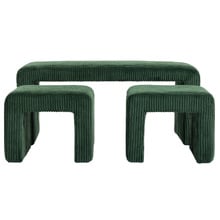 3 Piece Opher Corduroy Ottoman Bench & Footstool Set